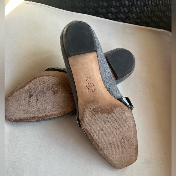 Michael Kors Women’s Grey Wool and Leather Mary‎ Jane Buckle Flats Size 8 - Picture 8 of 8